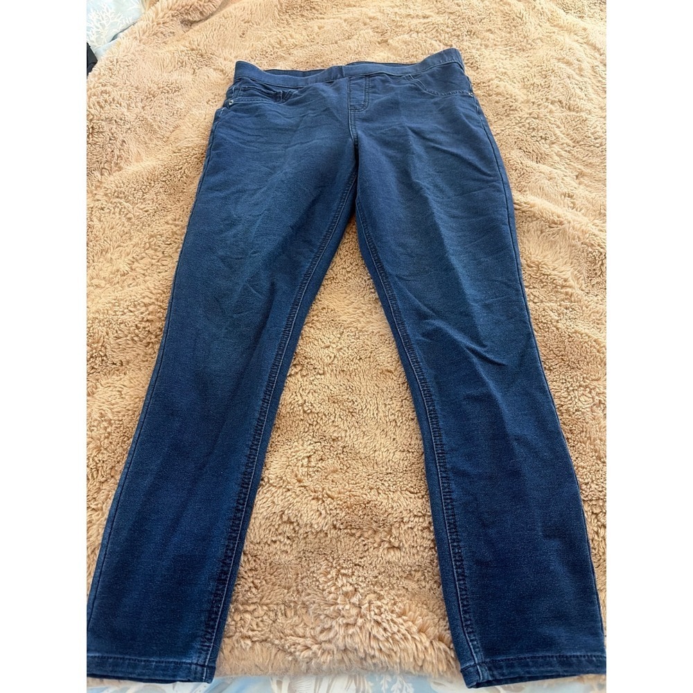 Justice Girls Mid Rise Denim Leggings Dark Wash Blue Sz 20 Plus Pull On Jeggings
